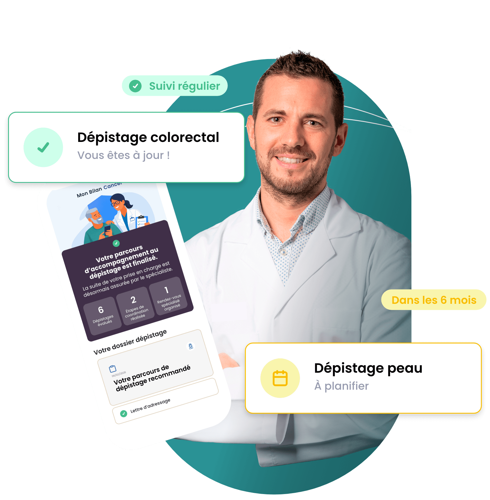 Médecin avec tableau de dépistage